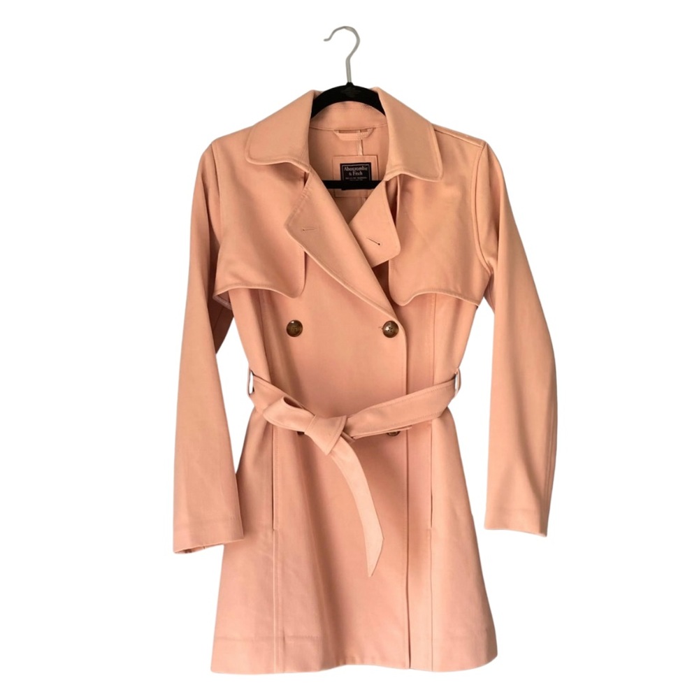 Abercrombie & Fitch Button Double-Breasted Waist-Tie Trench Coat (XS)